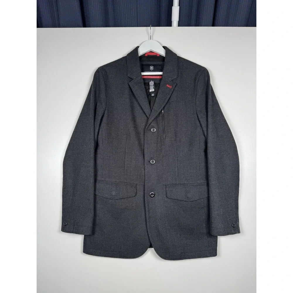 VICTORINOX Blazer Jacket Utility Dark Gray Cotton - Men's Small